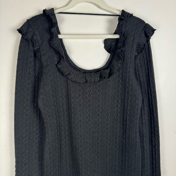 19 Cooper Ruffle Long Sleeve Knit Dress Black Size L Goth Coquette Minidress - Picture 9 of 12
